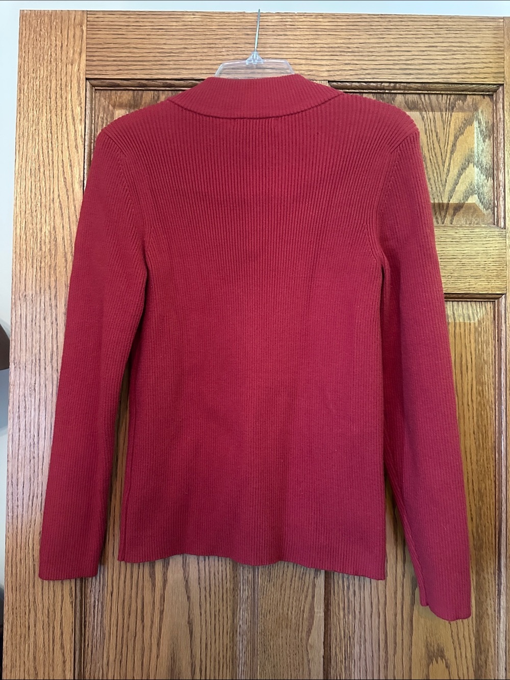 Red Ribbed Half-Zip Mock Neck Sweater - Picture 3 of 5